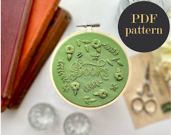 Books monochrome // PDF Pattern Download 4" Hoop