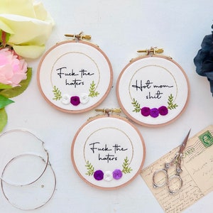 Purple flowers // 4 inch finished embroidery