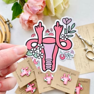 AUFKLEBER!! Mittelfinger Uterus 3 inch Sticker