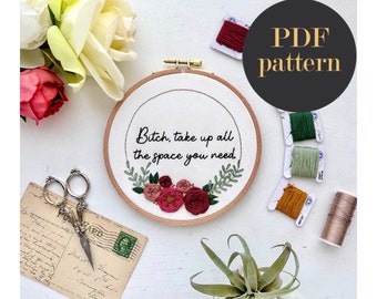 Take up space / Embroidery PDF Pattern Download 6 inch