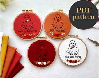 Snarky ghost set // Embroidery PDF Pattern Download 4 inch patterns