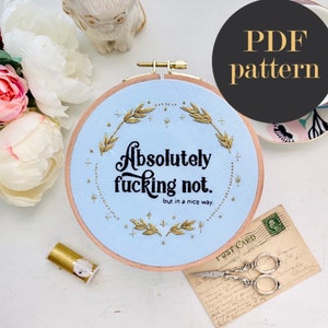 Absolutely not / Embroidery PDF Pattern Download 6 inch