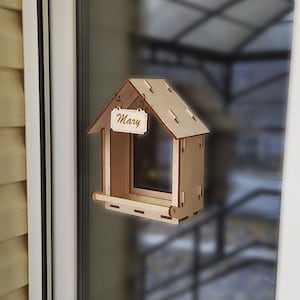 Personalized bird feeder  window kit  Wood bird feeder  Bird feeders for the outdoors  Wild bird feeder  Platform bird feeder