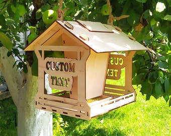 Personalized bird feeder. Hanging bird feeder. Kit for assembling a hanging bird feeder from high quality birch plywood.