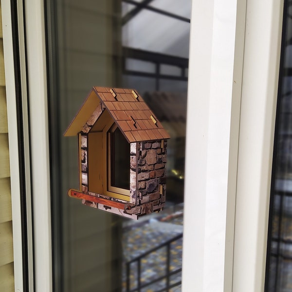 Window bird feeder kit Wood bird feeder Bird feeders for the outdoors Platform bird feeder. Windowsill bird feeder Outdoor and garden