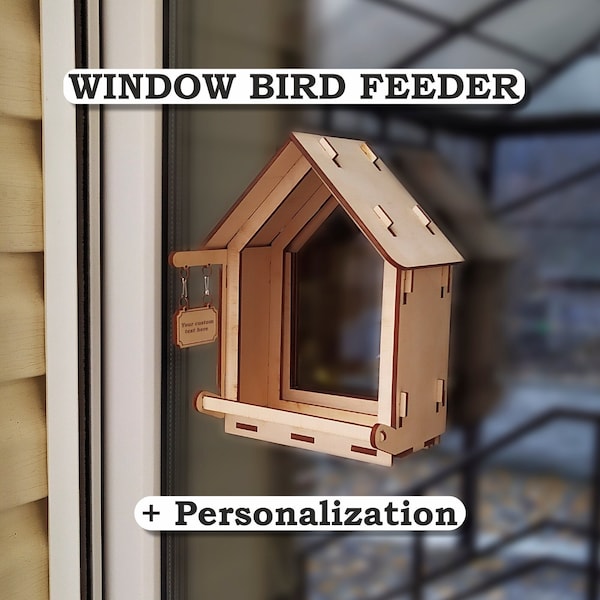 Fenster Vogelhäuschen Personalisiertes Geschenk Vogelhäuschen für den Außenbereich Einzigartiges Holz Vogelhäuschen Outdoor Dekor Garten Vogelhäuschen Kit