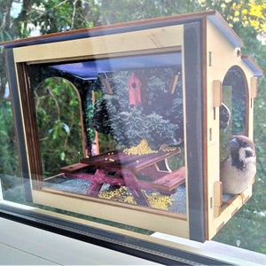Bird feeder on the window DIY,  Wood bird feeder Platform bird feeder
