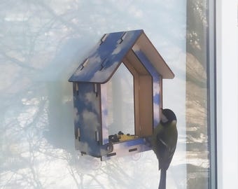 Himmel Print Fenster Futterhaus: DIY Sperrholz Vogelfutter