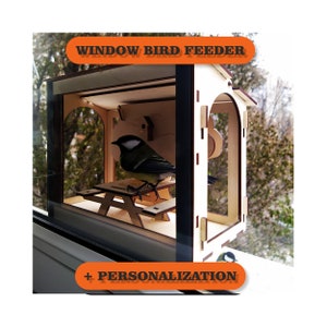 Personalized window bird feeder. Unique gift for a bird lover