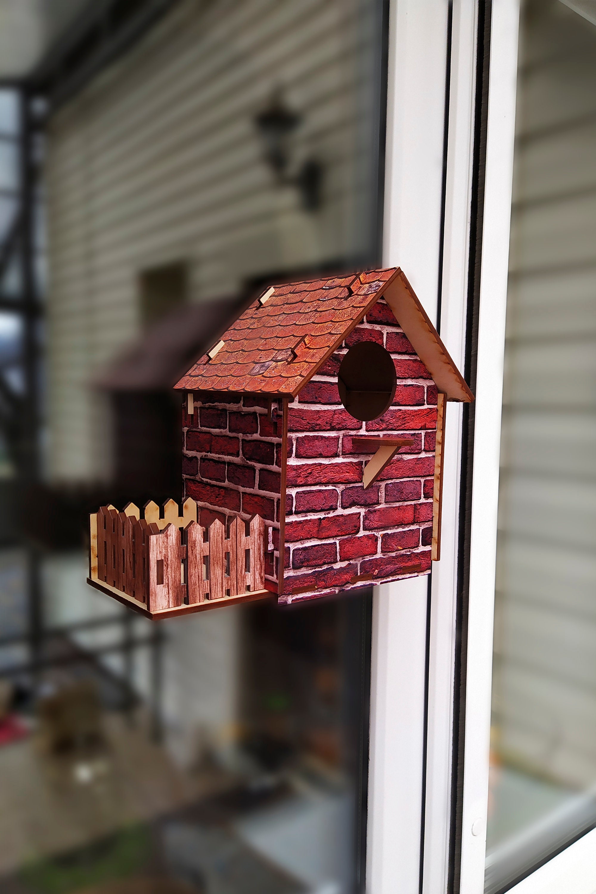 Birdhouse on window with bird feeder Rustic birdhouse Bird Etsy