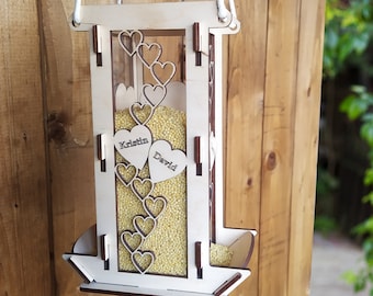 Personalized gift hanging bird feeder  unique wood bird feeder  outdoor decor garden bird feeders for the outdoors