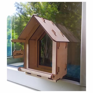 Handmade Wooden Window Bird Feeder: Personalized Outdoor Decor