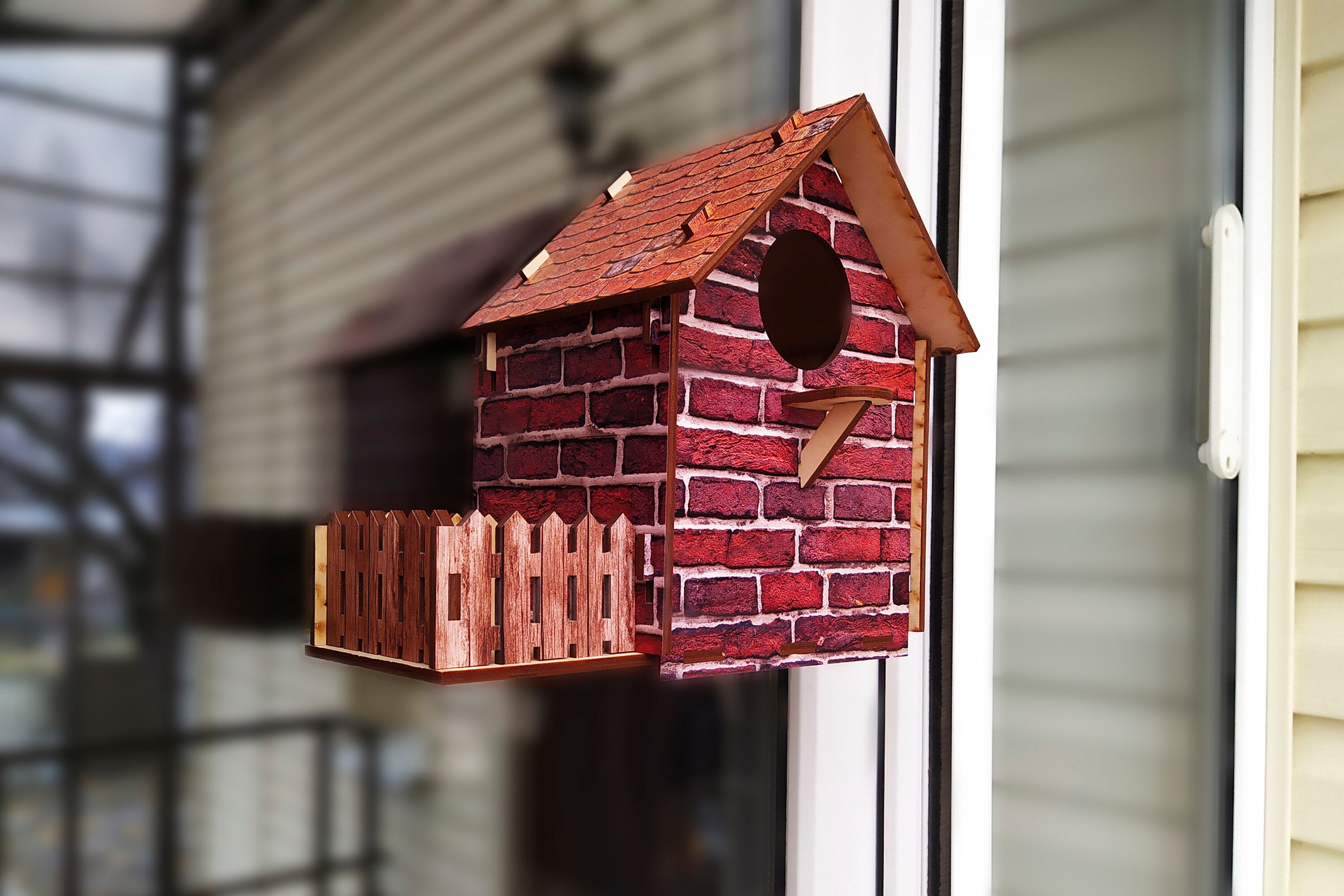 Birdhouse on window with bird feeder Rustic birdhouse Bird Etsy