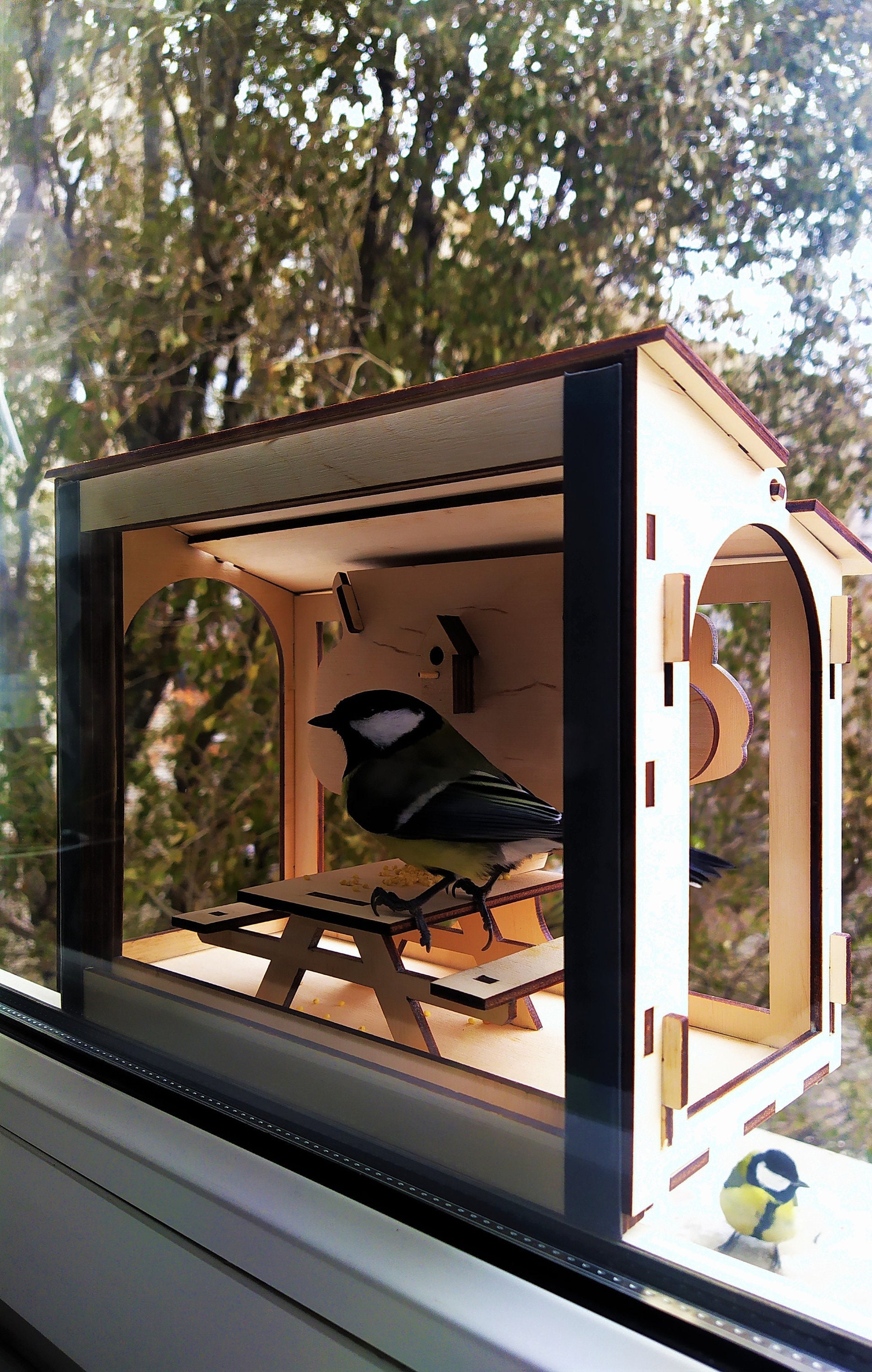Bird Feeder on a Window. Plywood Bird Feeder Kit. bird - Etsy Bird Feeder On A Window. Plywood Bird Feeder Kit. Bird - Etsy