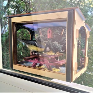 DIY Bird Feeder on the Window, Wood Bird Feeder Platform Bird Feeder