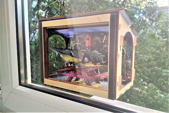 DIY Bird Feeder on the Window, Wood Bird Feeder Platform Bird Feeder 