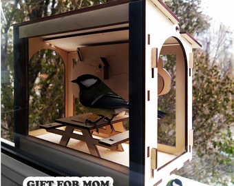 Window bird feeder, unique gift for mom