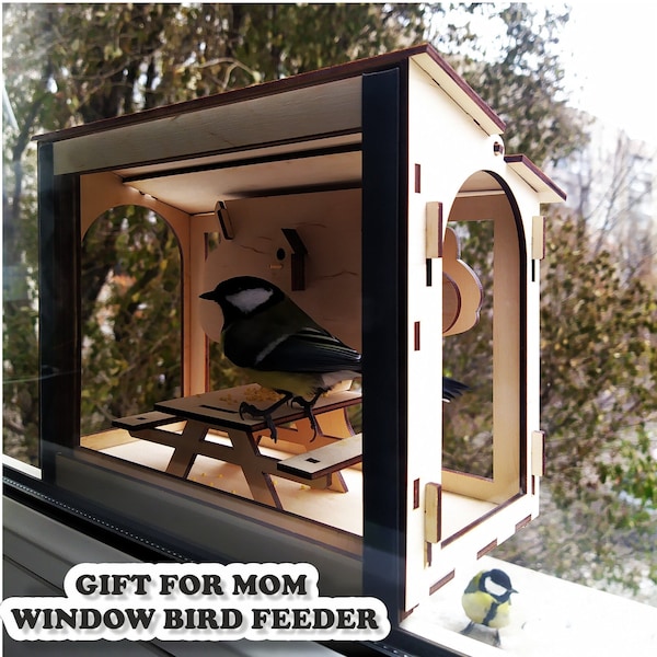 Window bird feeder, unique gift for mom