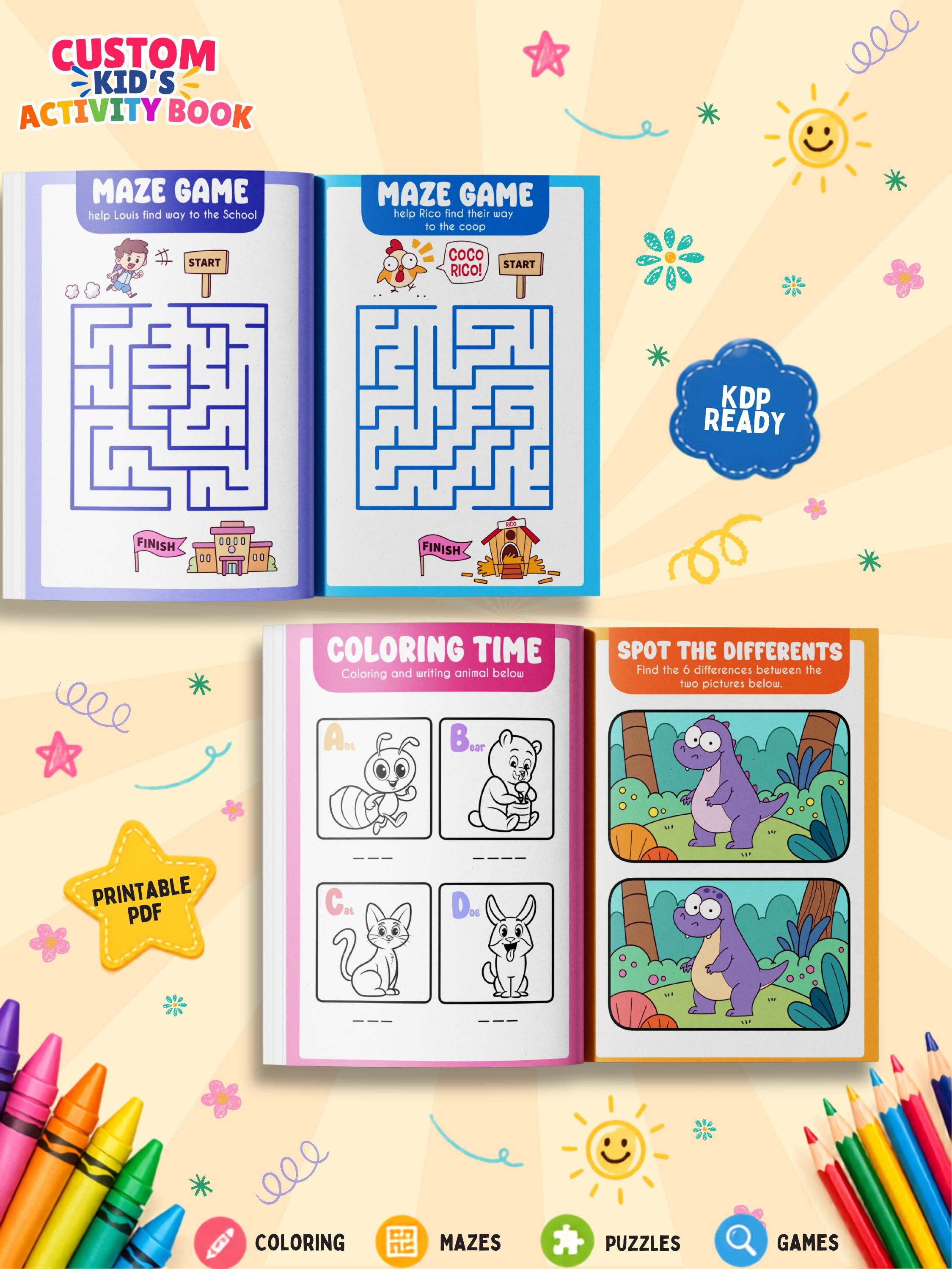 Custom Kid's Activity Book : Personalized Games, Puzzles, Coloring (PDF ...
