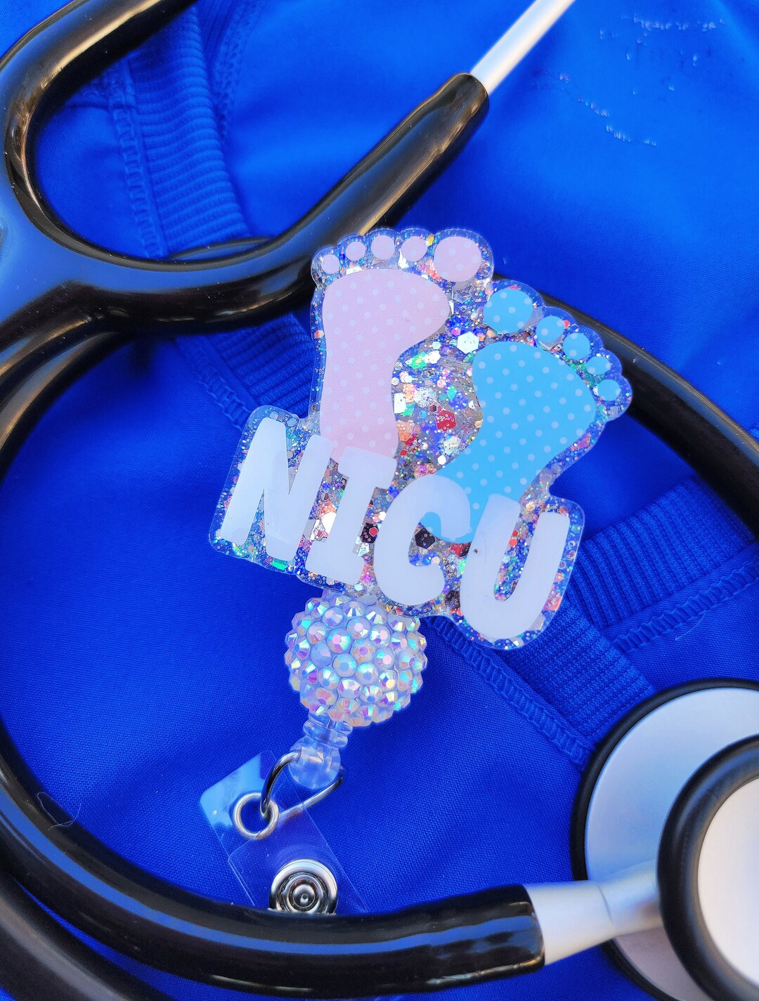 thumbnail image 2 of NICU Nurse Badge Reel - Cute Neonatal Nurse Gift - Baby Nurse Badge Holder Neonatal Icu Nurse Badge Pull 2 of 11