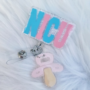 NICU Badge Reel With Baby Pacifier Charm, Neonatal ICU Nurse, NICU Nurse, Neonatal Badge Reel, Baby Badge Reel, Baby Charm