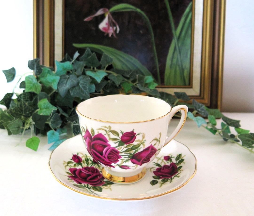 Colclough Red Roses Teacup and Saucer - Etsy