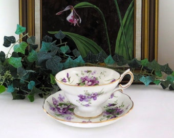 Hammersley - "Victorian Violets" Pedestal Teacup and Saucer