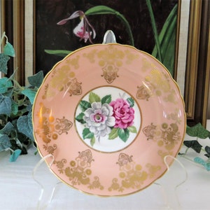 Paragon Bone China Saucer: Peach Rose Floral, A4585 Replacement