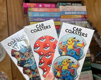 I choose you Cartoon Car coasters, Red Ball Car accessories, anime Car Accessories, Anime car coasters, anime merch, gaming car coasters
