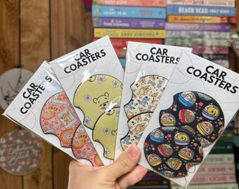 Bear Car coasters, Car accessories, bear Car Accessories, yellow car accessories, yellow bear, bear and friends, honey, cute accessories,