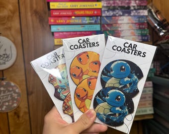 I choose you Cartoon Car coasters, Red Ball Car accessories, anime Car Accessories, Anime car coasters, anime merch, gaming car coasters