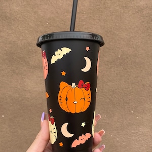 Chats d&#39;Halloween, Chats Citrouille, Tasses d&#39;Halloween, Décoration d&#39;Halloween, Chatons Minous, Gobelets d&#39;Halloween, Halloween,