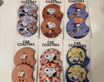 Halloween Beagle Dog Car coasters, Car accessories,Snoop Car Accessories, Dog car accessories, Cartoon dog coasters, Charlie, spooky season