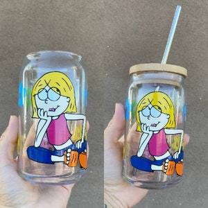 Cartoon Character Beer Glass Can, Pop Star Characters, Lizz Cups, Groovy Flowers, Flower Cups, Libbey Beer Glass Can, iced coffee cups
