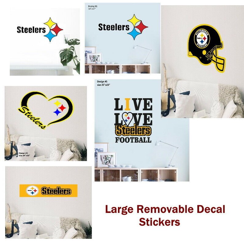 Large Pittsburgh Steelers Wall Decal Water Poof Removable Etsy
