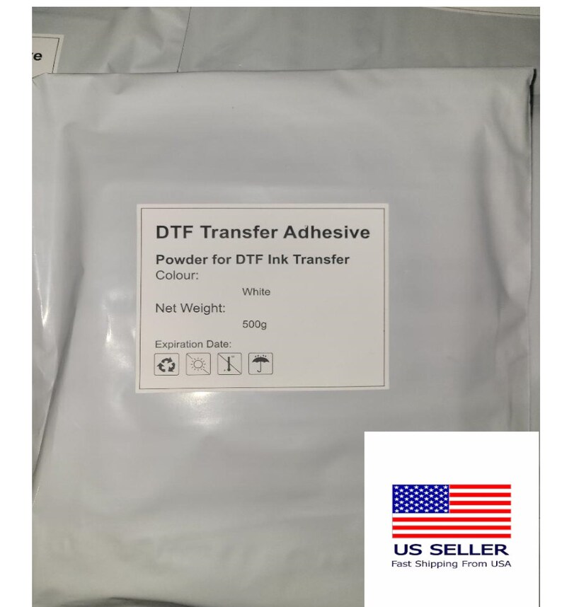 Peut inclure: Poudre adh&eacute;sive de transfert DTF blanche pour transfert d'encre DTF. Poids net : 500 g. Date d'expiration : Recyclable, &agrave; conserver &agrave; l'abri de la lumi&egrave;re directe du soleil, ne pas congeler, &agrave; conserver &agrave; l'abri de l'humidit&eacute;.