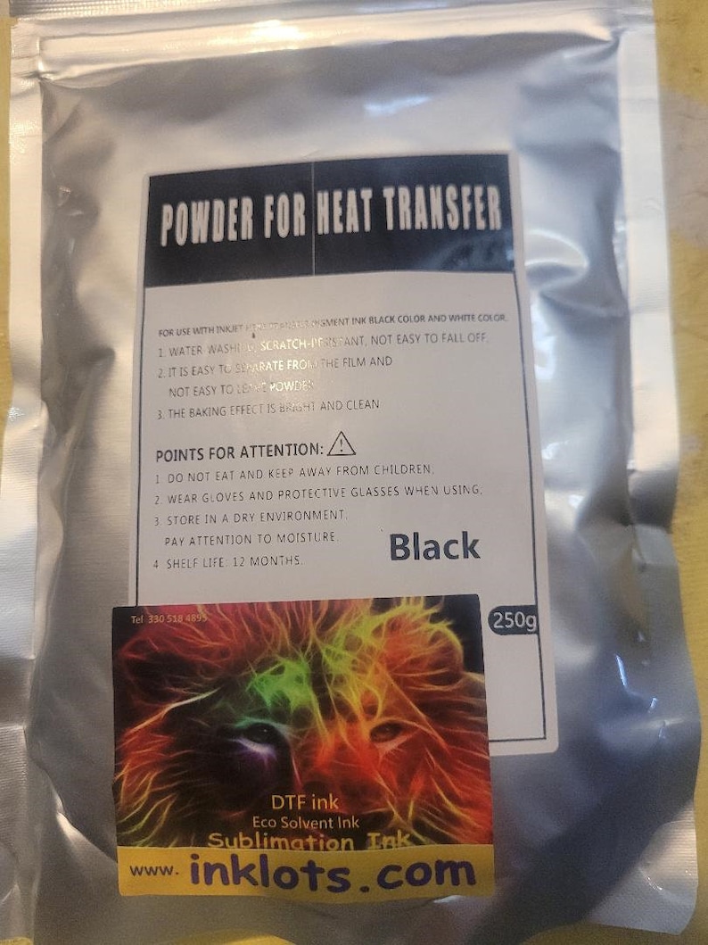 DTF powder.. PET Film Adhesive 250 gram black Powder for dtf printing zdjęcie 1