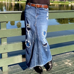 Distressed denim skirt quilt pattern discount