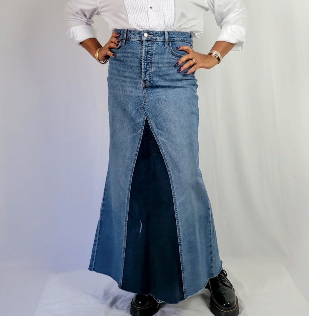 MALION vintage♢2way denim long skirt MALION vintage♢2way denim w-zip long skirt