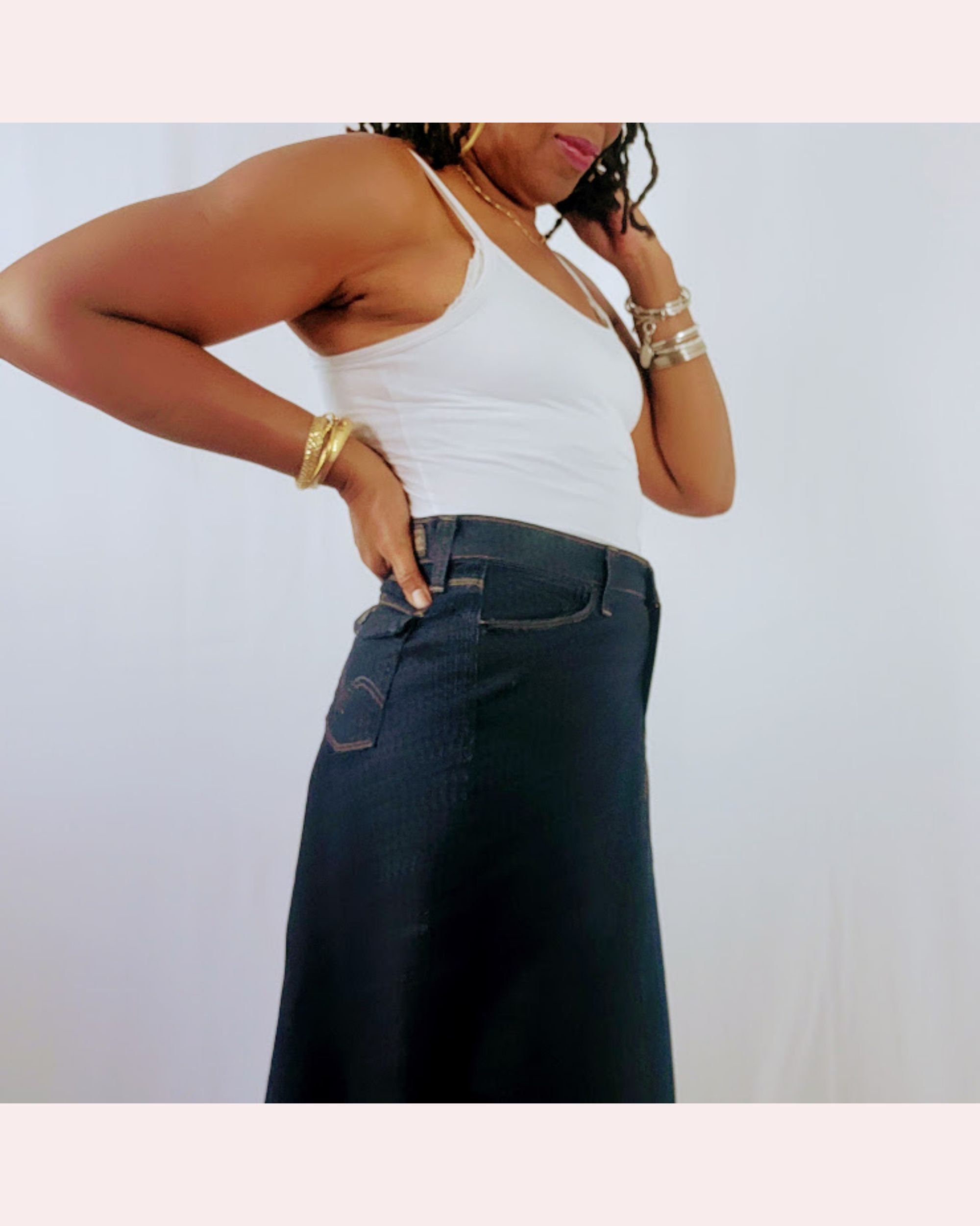 70s Denim Maxi Skirt (S)