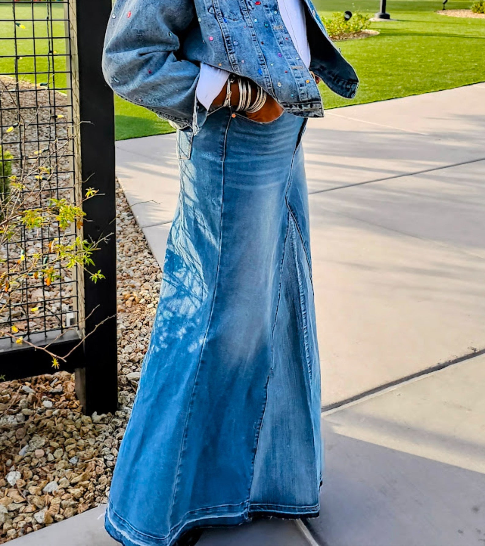 2000s Denim Mermaid Maxi Skirt (XS)