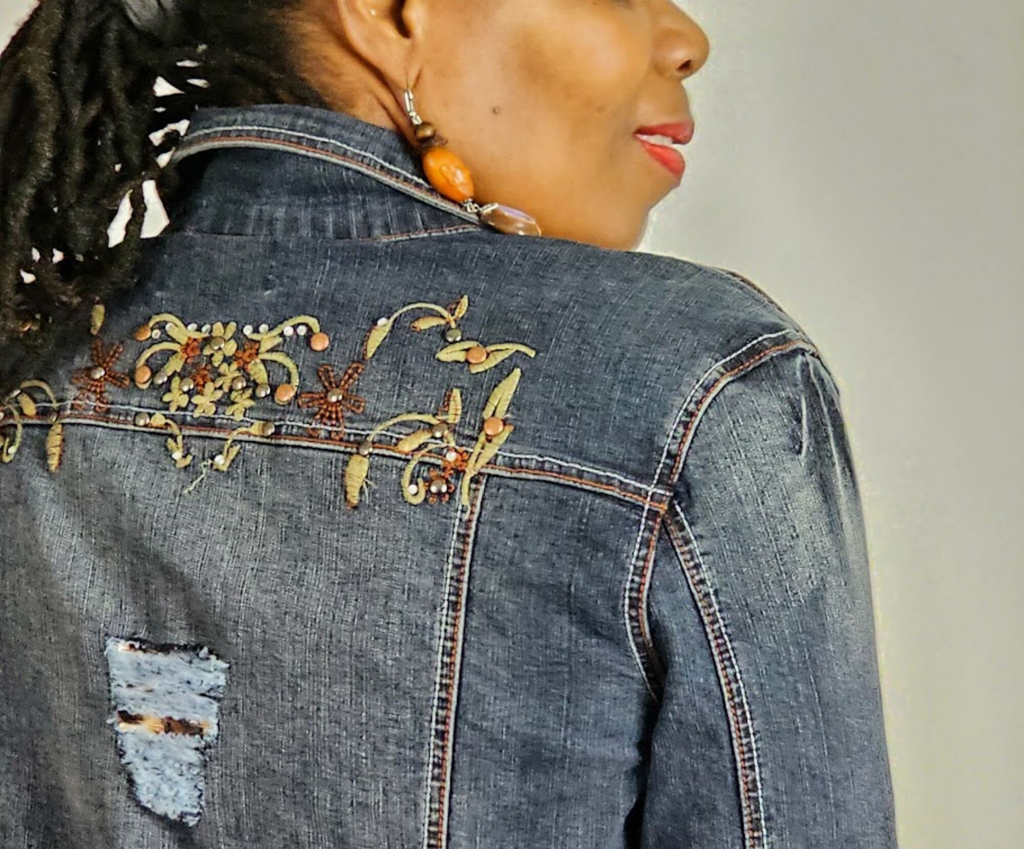 Autumn Women Embroidery Denim Jacket Loose Casual Jeans