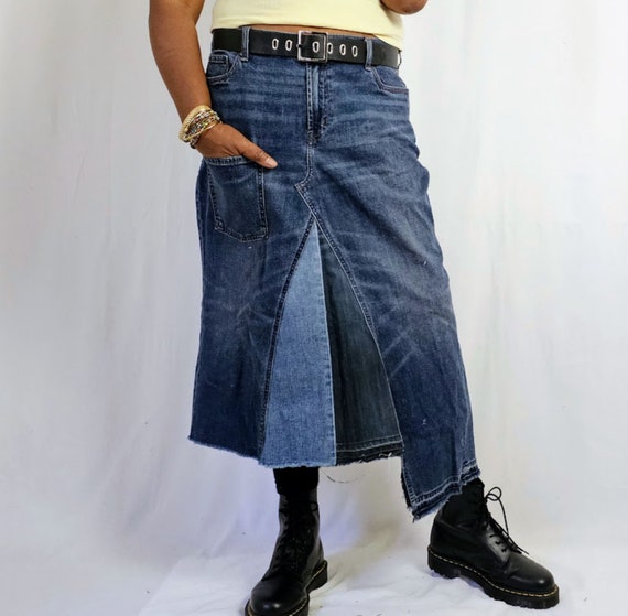 Maxi denim cheap skirt etsy