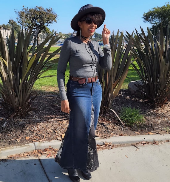 Flared denim skirt uk cheap