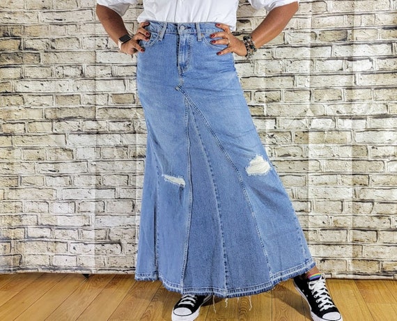 Denim patchwork skirt levi s Gem