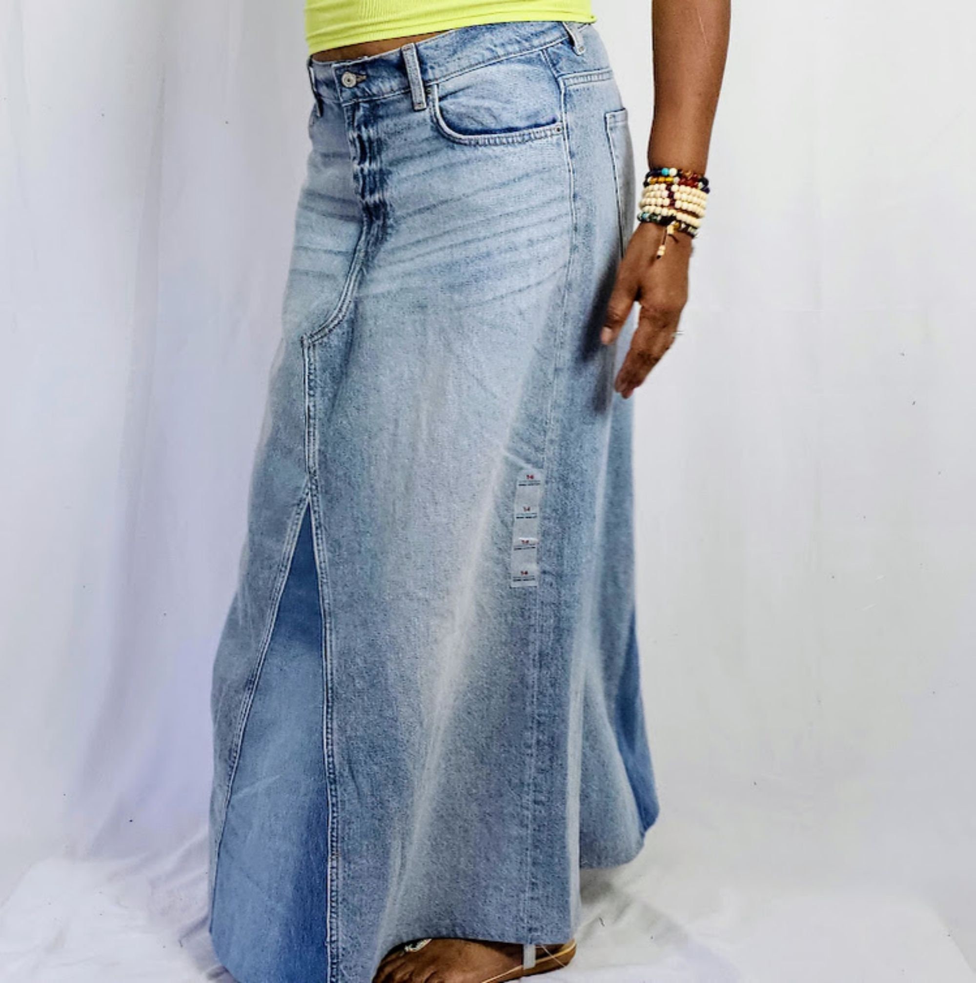 Light Blue Aline Denim Maxi Skirt Flared Boho Hippie Long - Etsy