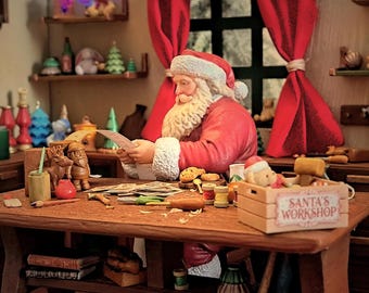 Santa’s Workshop Collection – 30+ Miniatures, Tools & Santa | 1:12 Scale Christmas Diorama Bundle (Instant Download)