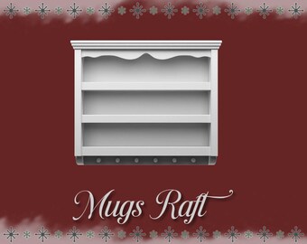 Vintage Christmas Mug Rack | Victorian Miniature Shelf 1:12 Dollhouses & Christmas Dioramas (Instant Download)