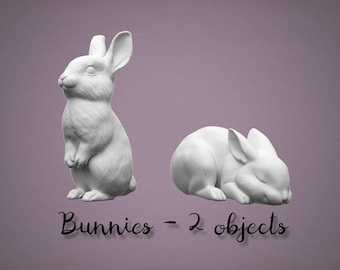 Bunny Miniature Set STL – Sleeping & Standing Rabbits for Dollhouse Easter Decor (3D Print File)