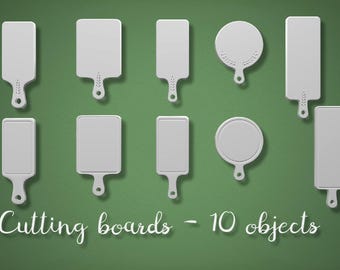 Miniature Cutting Boards Set – 10 Dollhouse Kitchen Boards (Farmhouse & Wheat Engraved) (3D Print File)